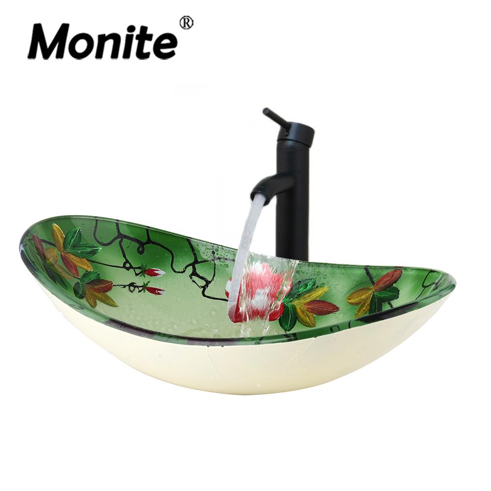 Vernice verde Vernice Ovalo in vetro Vessia Recipiente Vanity Lavello Vanity Miseo Basino Basino Blass Blass Black Orb Razzia Set Pop -Up Drain