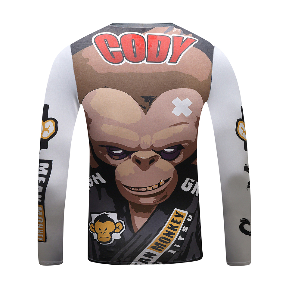 Kids Kickboxing Jiu jitsu T-shirt+Pant Set Bjj Rashguard MMA Clothing Muay Thai Shorts 3D Monkey Sport Tights Boy Boxing Jerseys