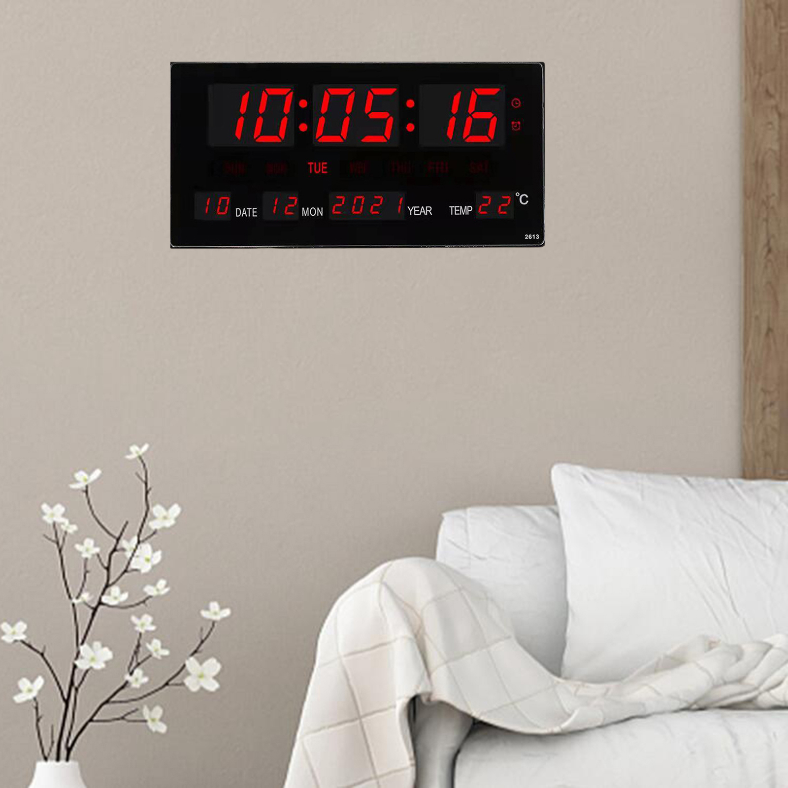 Digital Wall Clock LED TEMPO CALENDARIO ALLA ALLA ANCHIO ELETTRICO USA