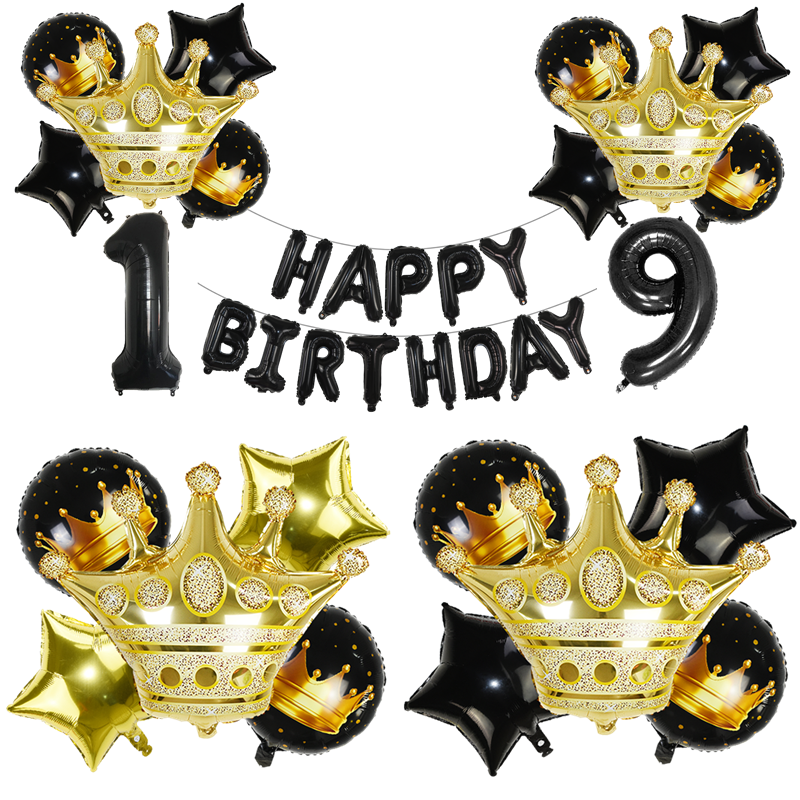 Oro nero 0 1 2 3 4 5 6 7 8 9 Numero corona palloncini bambini adulti adulti decorazioni feste di compleanno forniture gonfiabili giocattoli bambini