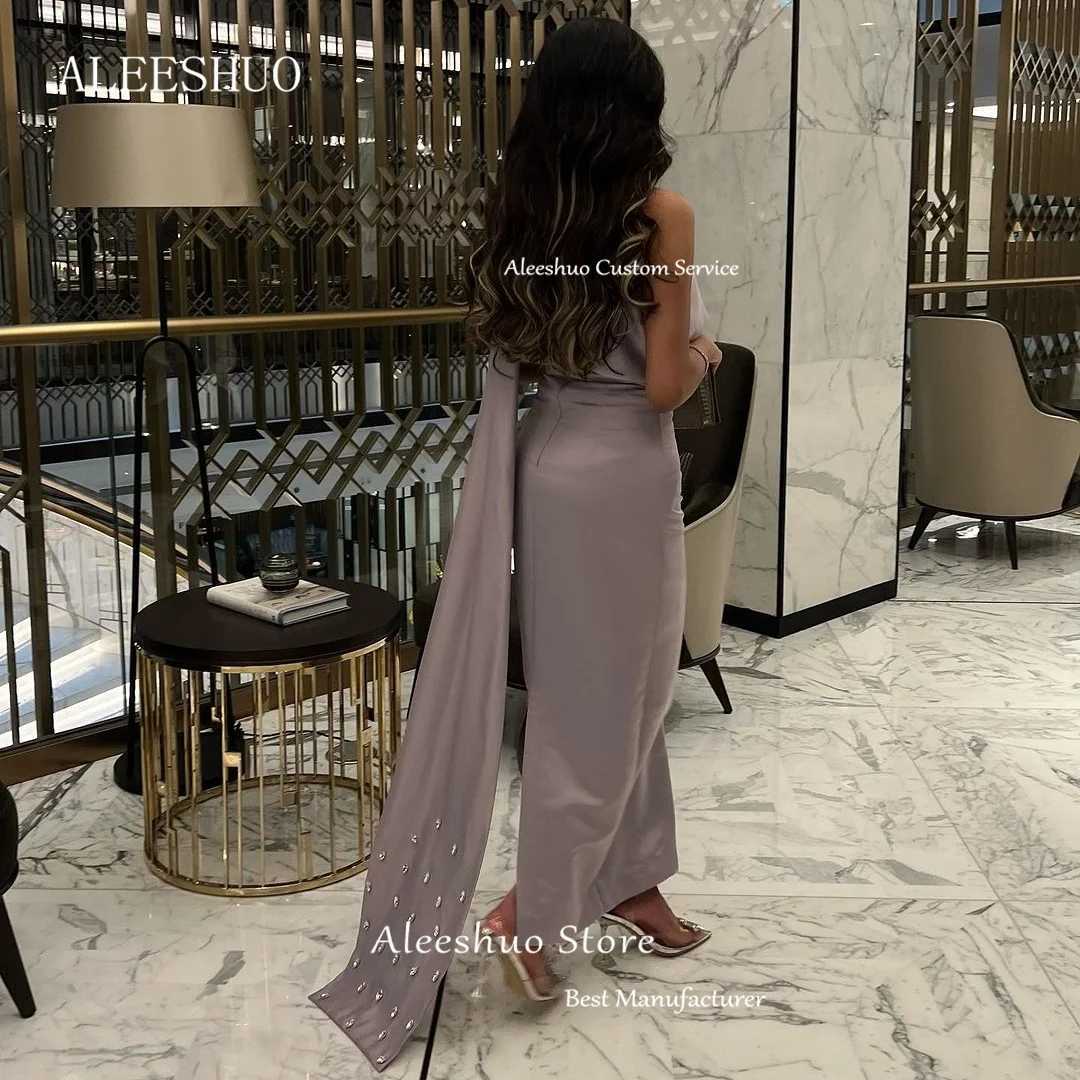 Urban Sexy Dresses Aleeshuo Saudi Arabia Mermaid Evening Dresses with Slit One Shoulder Tight Long Formal Party Dress Dubai Prom Gowns 24410