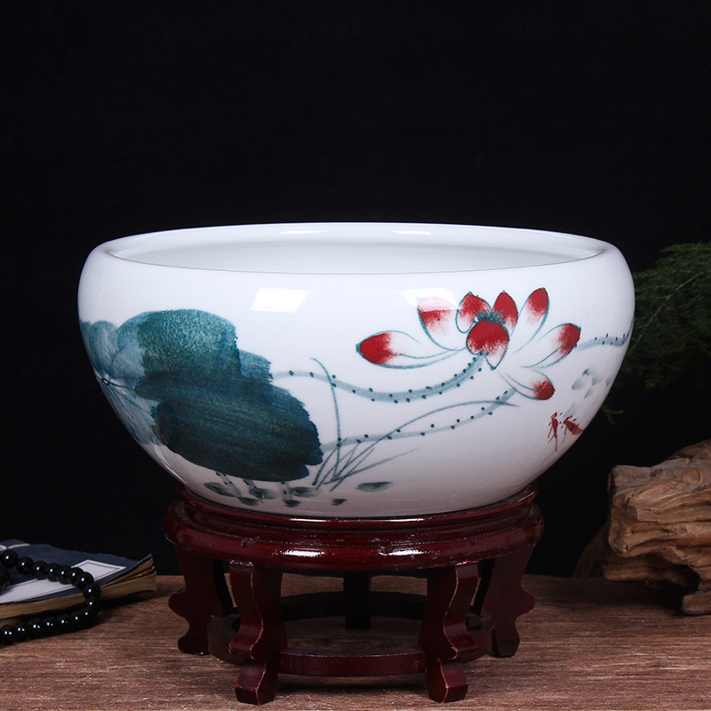 China Ceramic Planter Bowls for Aquarium, Chinese Design Fish Bowl, Aquariums Fish Tank Stand, Aquarium Decorations