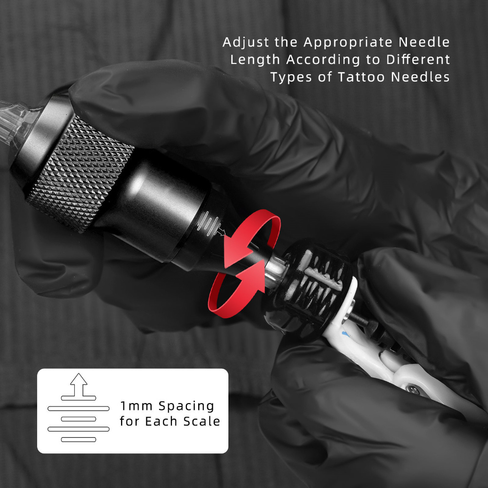Ny justerbar motorisk roterande tatuering Maskingevär med kroklinje Profisional Tattoo Grip Tubes Set leverans för kroppstatuering Artrist