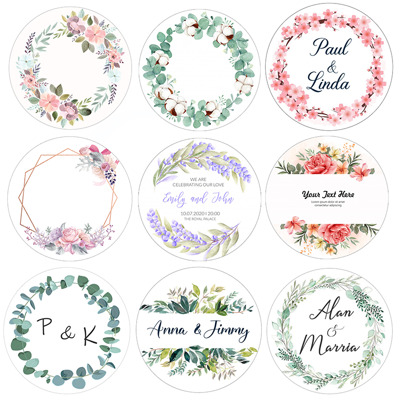 3.5cm/4.5cm/6cm Custom Personalized Wedding Stickers Baby Shower Favors Gift Boxes Labels Birthday Logo Photo Decoration