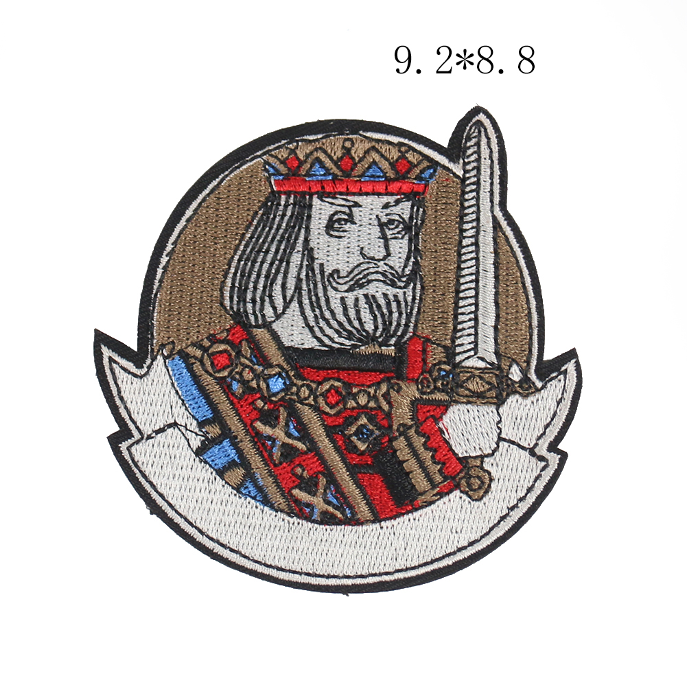 Player Carte Character Badge brodery Patch Poker Dice Applique King David Alexander Caesar Charlemagne Sticker Skull Gambling