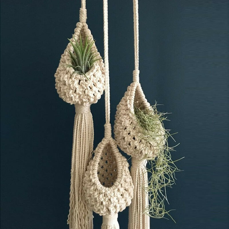 Macames pendurados em cesto artesanal cesto de planta pendurada corda de corda de flores de flor home Garden Countyard decoração