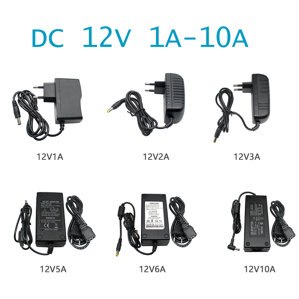 AC-DC 12V Sprężysty źródło zasilacza 1A 2A 3A 5A 6A 8A Transformator 220 V do 12 VINGREMATA SMPS Adaptera dla CCTV