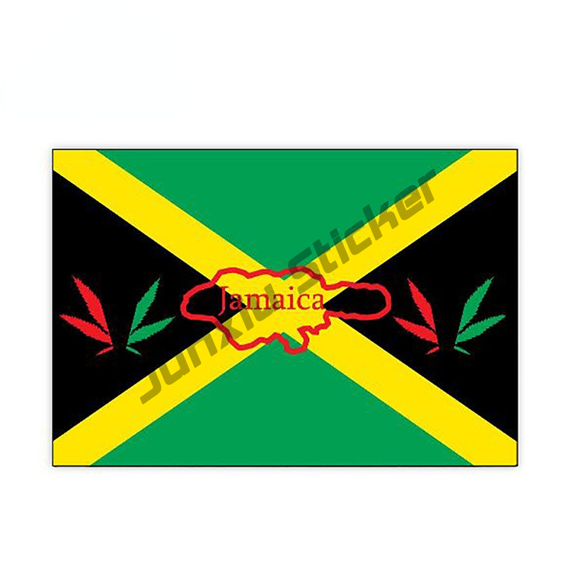 Jamaican Flag Vinyl Sticker One Love Heart Reggae Rastafari Bob Marley Jamaican Flag Map Sticker for Bumper Laptop Decal KK13cm