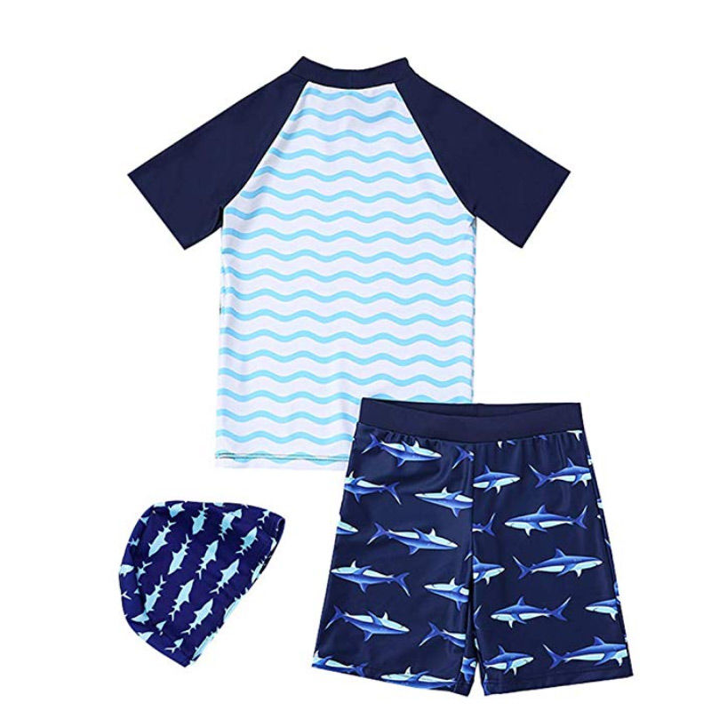 Children's Swimsuit Three Pieces Kids Swimwear for Boys Dinosaur Shark Summer Beach Toddler Baby Boy UV Swimming Bathing Suit