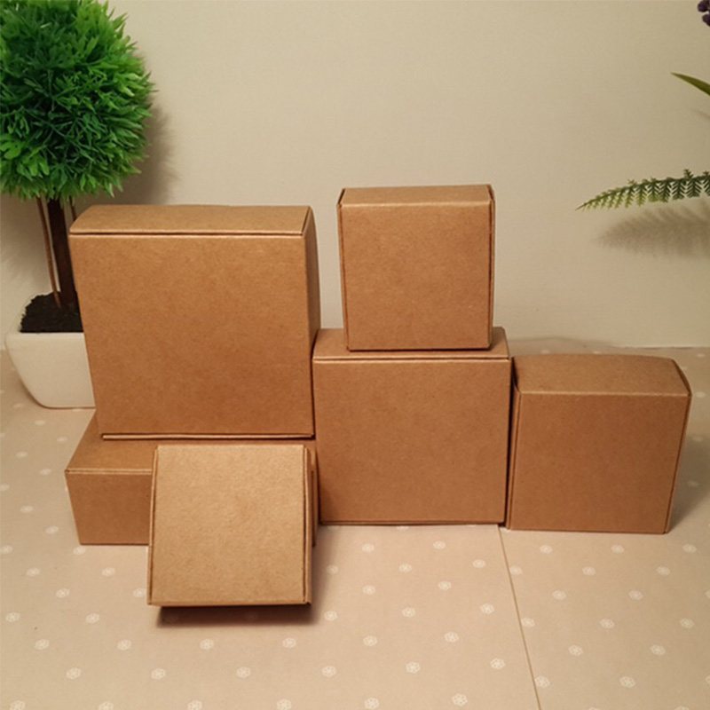 2023 Natural Kraft Paper Gift Packaging Box, Small Craft Box Folding Kraft Paper, Brown Handmade Soap Paper Cardboard