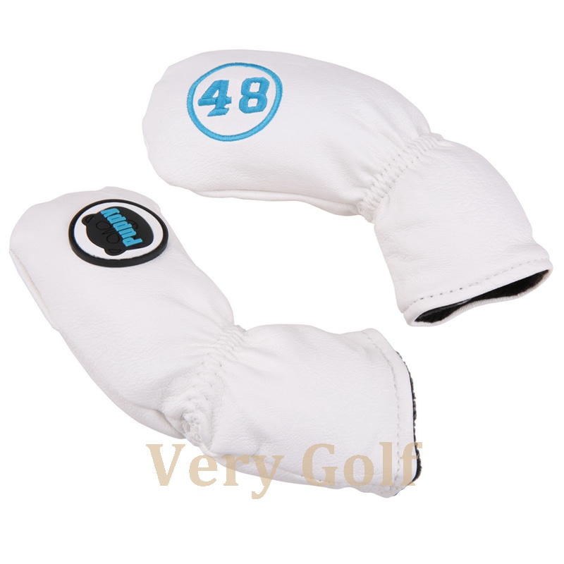 Soft White PU Cuir avec numéro de broderie de golf club de club de golf couvercle 48,52,54,56,58,60 degré pour l'option