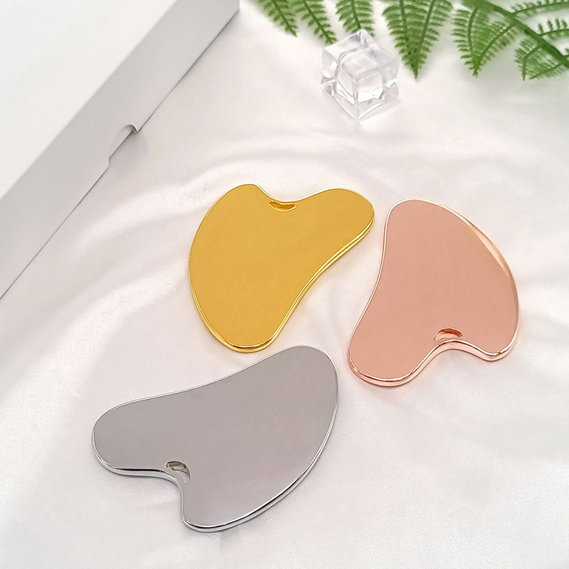 Gua Sha Facial Tool Zink Alloy Guasha Massage Tool Natural Universal Facial Silver Metal Gua Sha Board voor Spa Acupunctuur