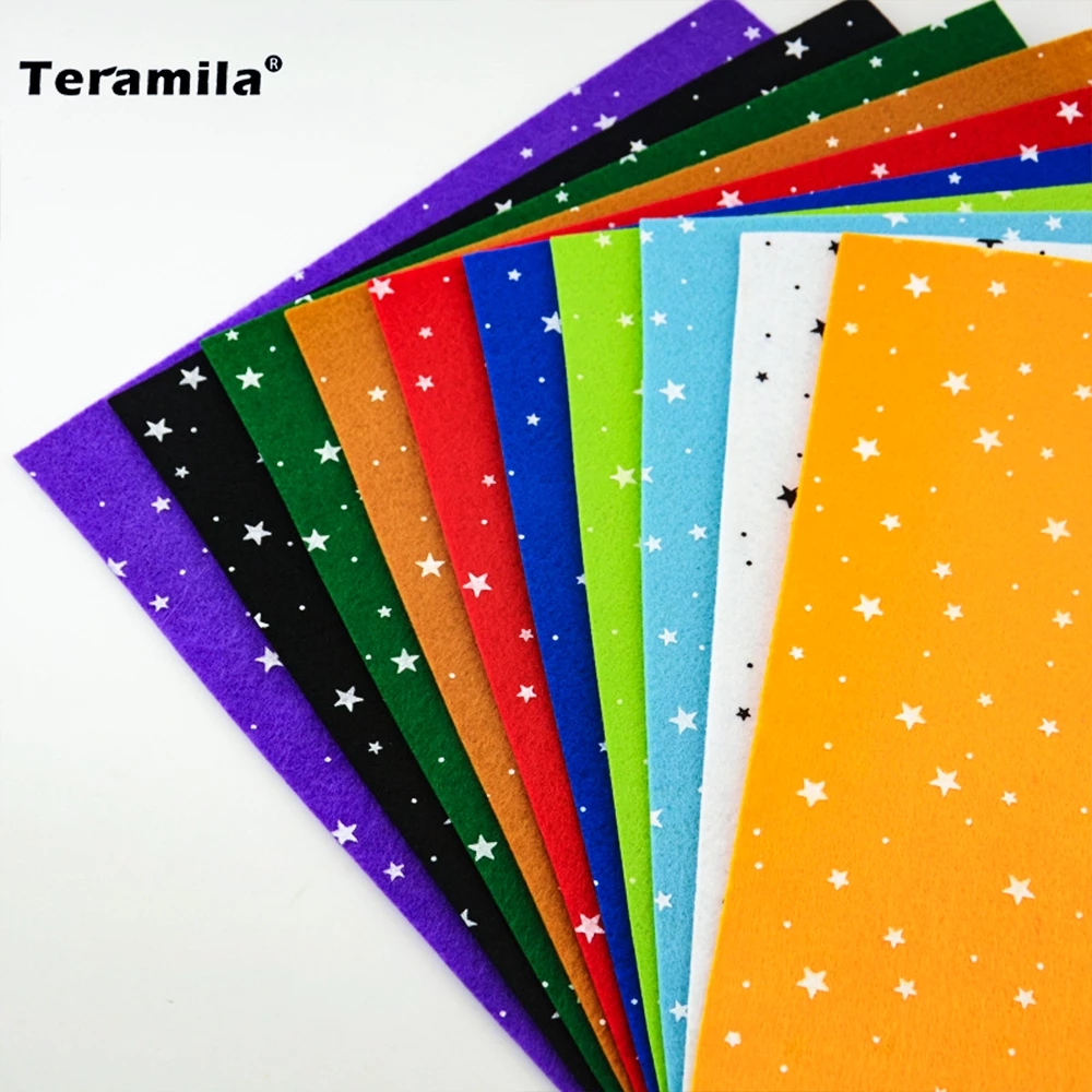 10 st 15x15cm 5.9x5.9in Felt tyg Print Polka Dot Heart Snowflake Raunddrop Clouds Stars For DIY Sewing Dolls Crafts Material