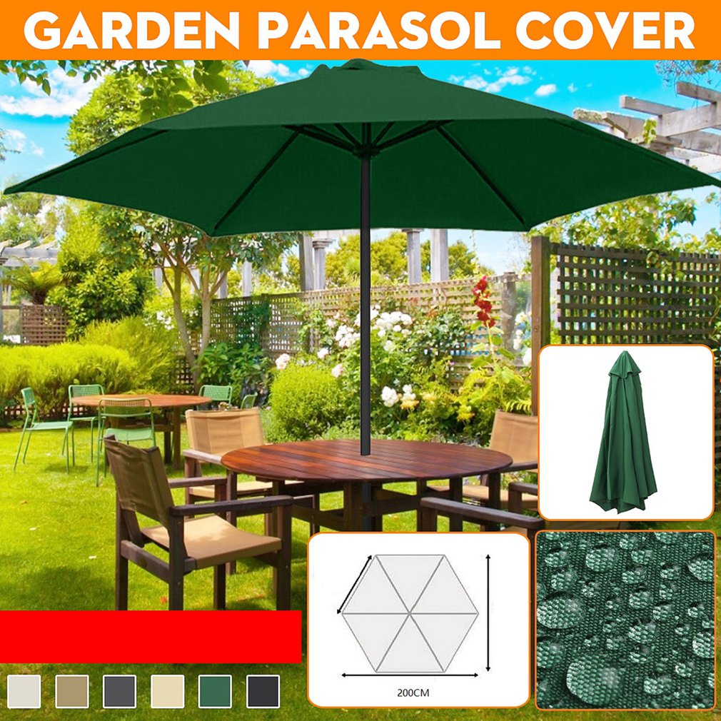 2M 6 Bones Polyester Umbrella Sunshade Waterproof Anti-UV Replacement Canopy Cover Cloth Outdoor Beach Patio Garden Supplies