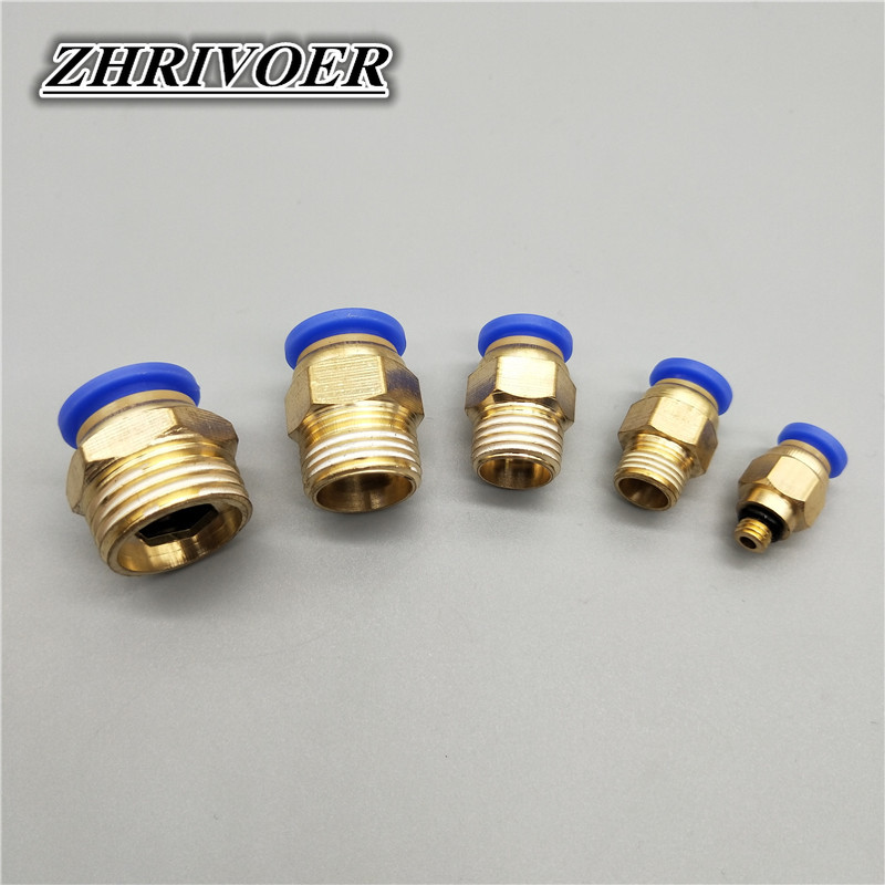 PC Air Pneumatic 4 6 8 10 12mm Hose Tube 1/4"BSP 1/2" 1/8" 3/8" Male Thread Air Pipe Connector Quick Coupling Brass Fitting