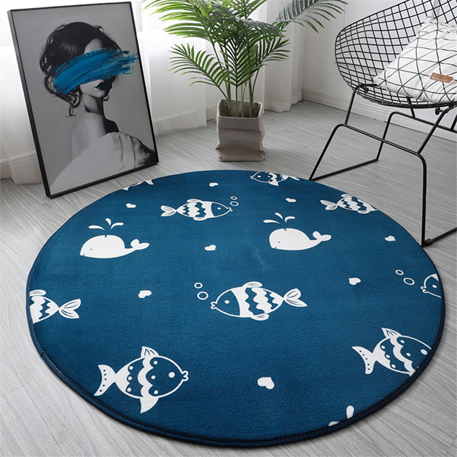 Newest Round Pattern Design Coral Velvet Carpet Sofa Carpet Memory Foam For Bedroom Living Room Children Climbing Yoga Mats