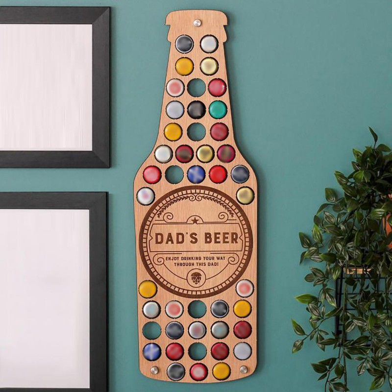 Bouettes de bouteille de vin affichage des cadeaux de la journée des pères suspendus décoratifs muraux en bois de bière de bière de bière pendentif