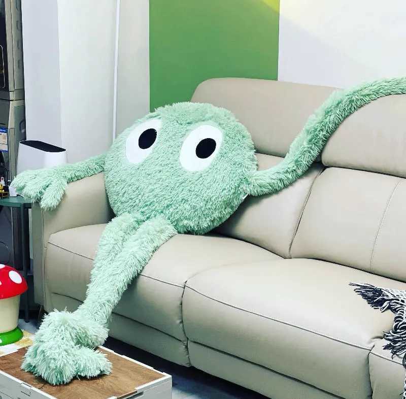 Plush Dolls 175CM New Giant Swamp Ferry Plush Green Pink Octopus Alien Monster Toy Stuffed with Long Arms and Legs Thrown into Boyfriends Pillow Room Decoration J2404