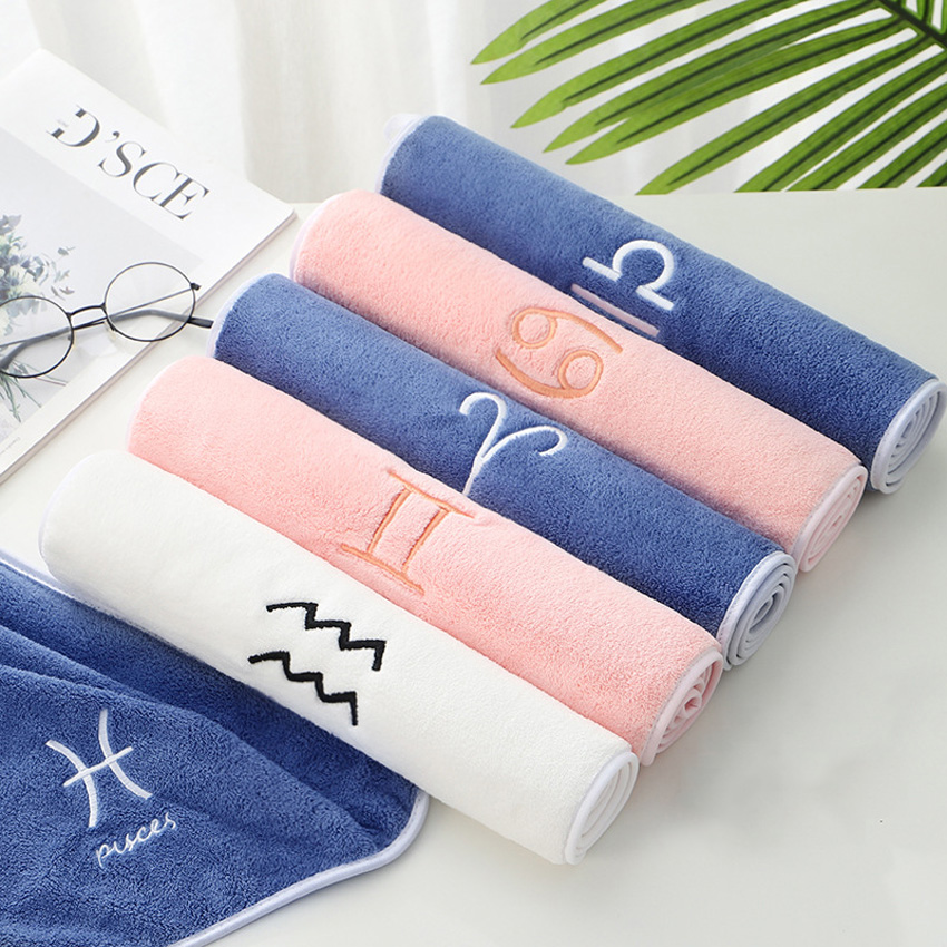 12 Sternbänder Weiches Handtuch Set Buchstaben gesticktes Gesichtsbadetücher Koralle Fleece stark absorbierende für erwachsene serviette de bain