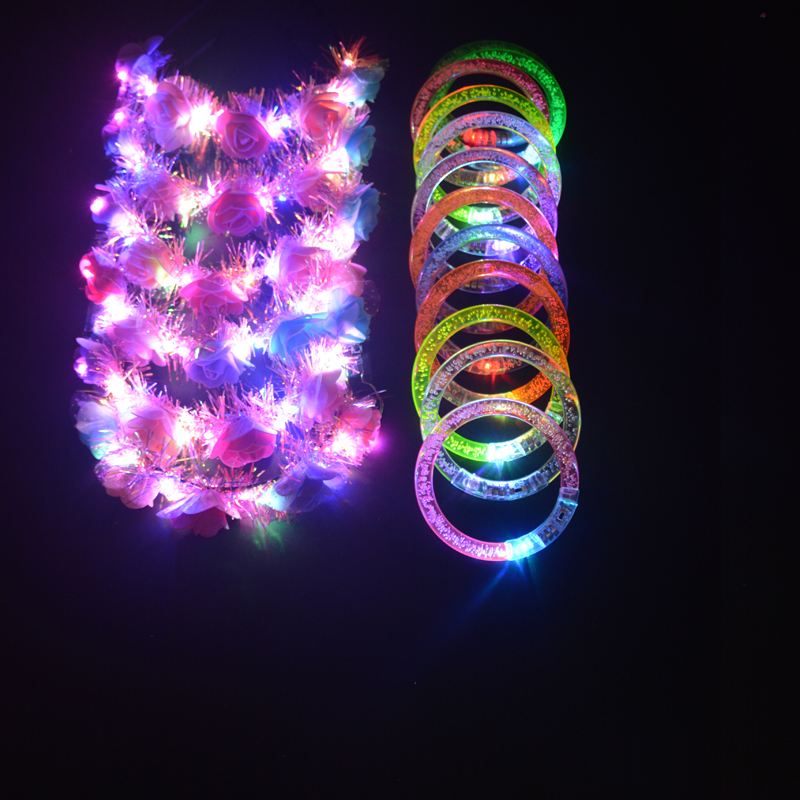 Bracelete de e coroa de flores de LED Light Up Party Favor Glow in Dark Birthday Wedding Festival Freshes Christmas