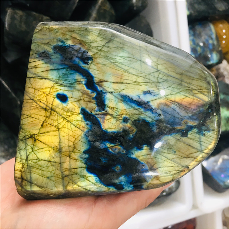 100-3kg Natural labradorite free form stone shining labrador feldspar stand stone Healing