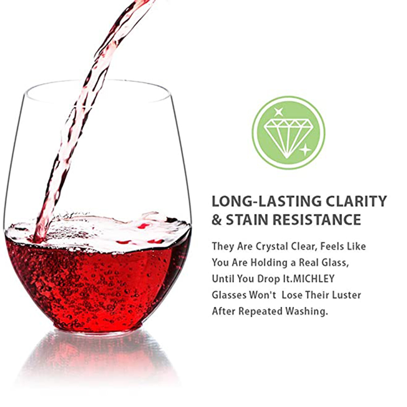 470ml Tritan Plastic Red White Wine Class Unbreakable Elegant Cocktail Jugo Caza de agua para la cocina Regalización de bodas de la playa
