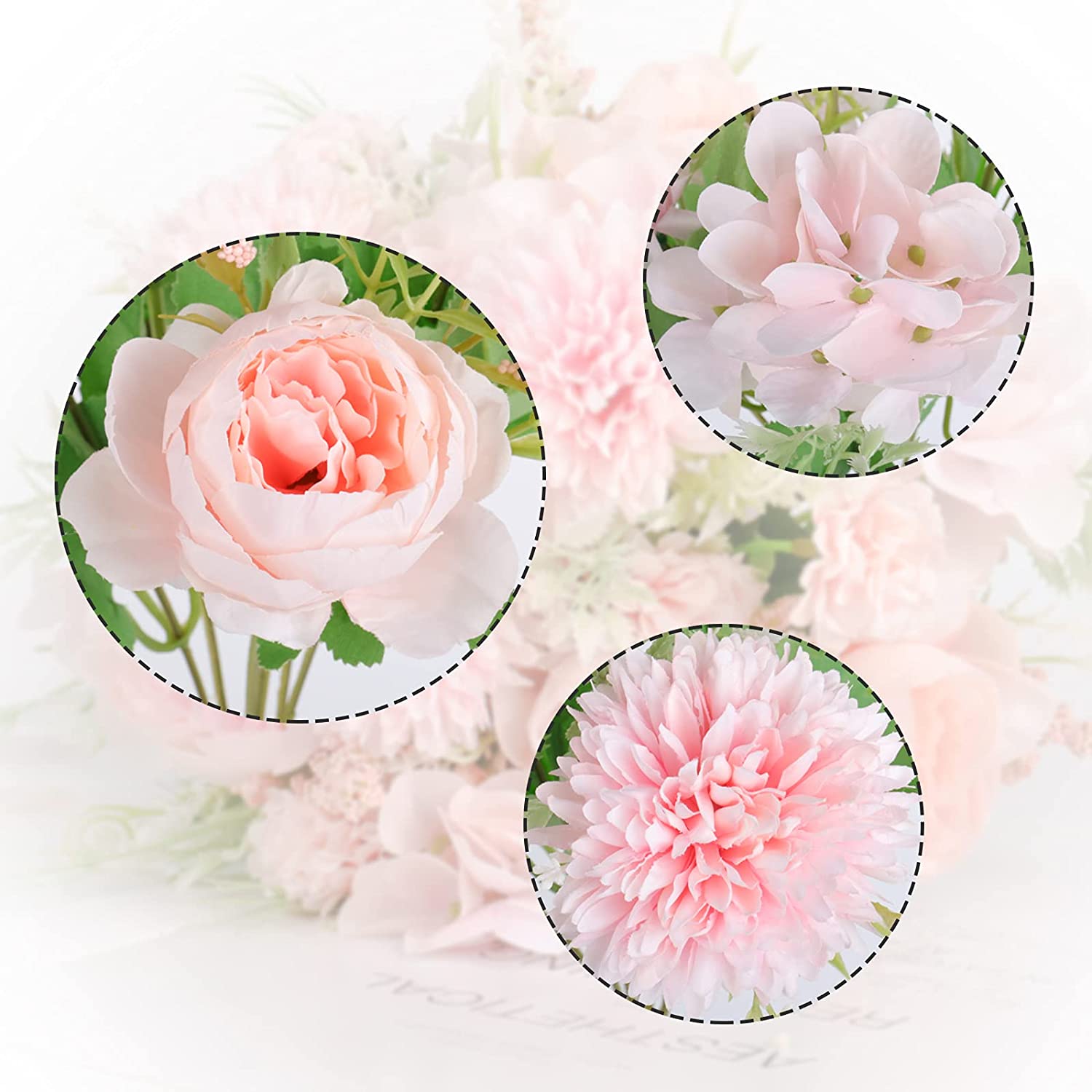 3 Pack Fleurs artificielles Bouquet de rose Fausses Fleurs Bouquet de mariage Bridal Bouquet pour le jardin Décoration de mariage