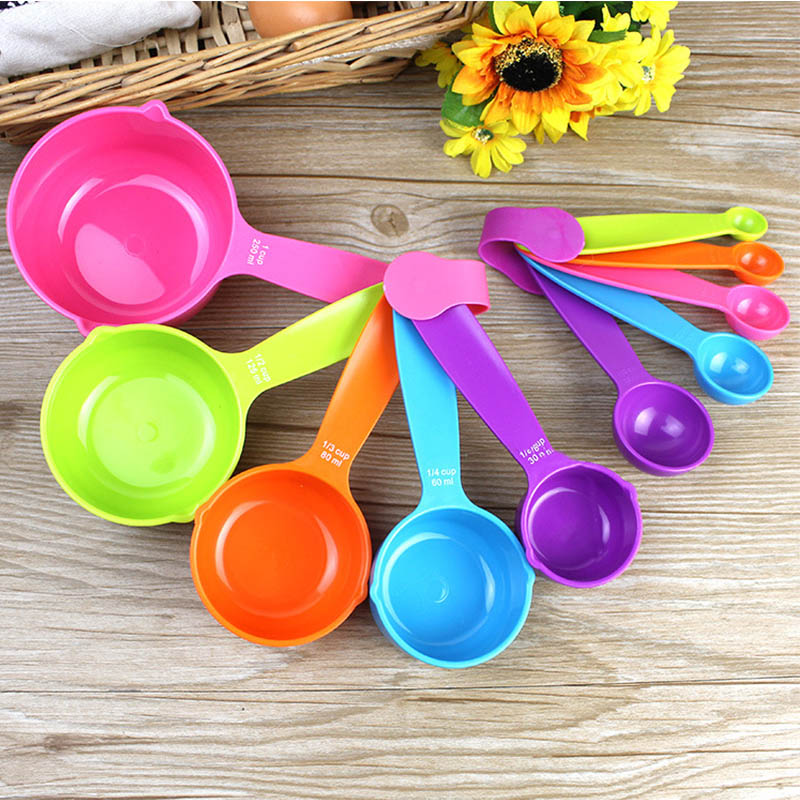 5st Plastic Multicolor Measuring Spoons Colorful Sugar Cake Patisserie Baking Tools Portable Kitchen Gadgets Cook Accessories