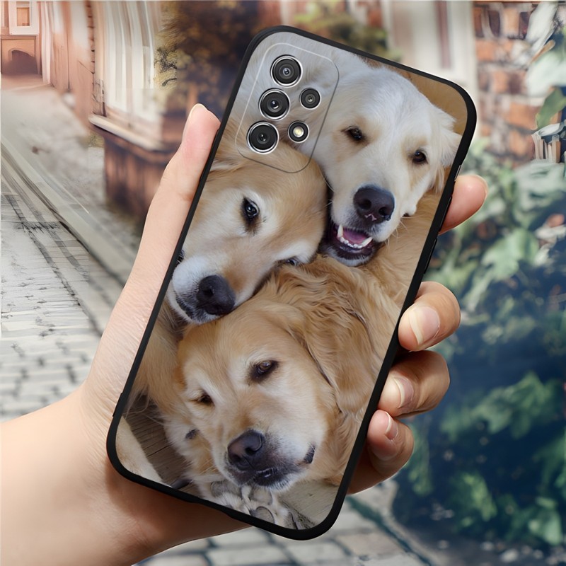 Animal Labrador Dog Phone Case pour Samsung A53 A13 A12 A52 A51 A73 A32 A50 A20 A21 A22 A31 A40 A70 S Silicone Black Coque