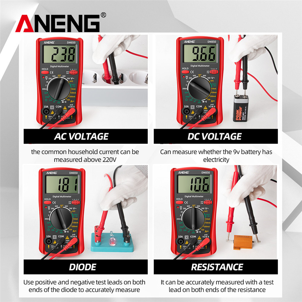 ANENG DM850 2000 compte LCD Digital Eletric Professional Multimètre automatique AC / DC TESTAGE COURANT DE DÉTECTEUR AMMETER OHM
