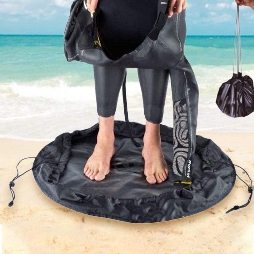 Duik wetsuit veranderende mat beschermende opslag waterdichte droge tas voor surfers zwemmen met trekkoord strandvouwbaar zwart