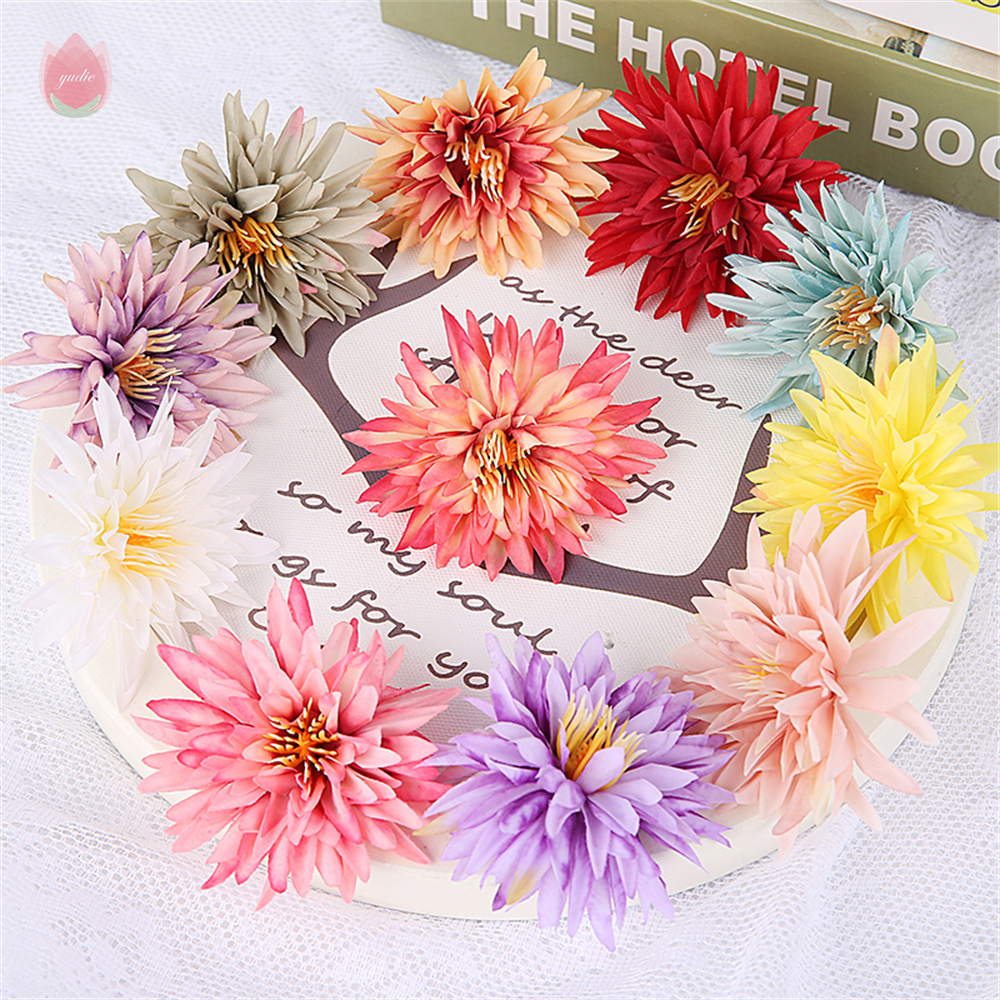 Silk Artificiel Chrysanthemum Heads for Diy Daisy Flower Wreaty Accessories Bride Wedding Christmas Party Party Home Decoration