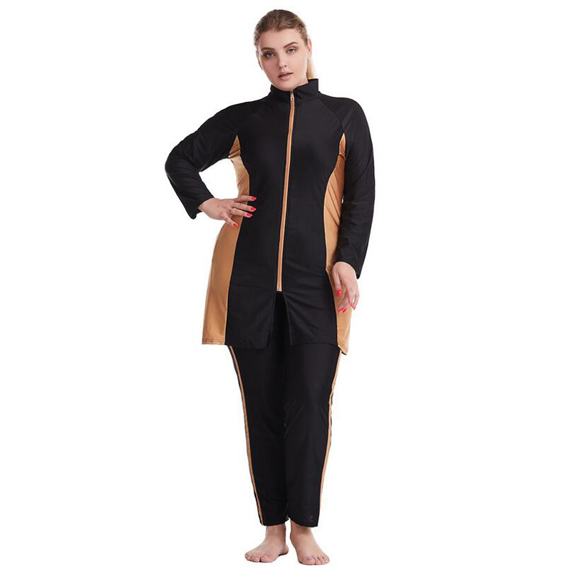 Plus taille musulman modeste burkini femmes couverture complète de maillot de bain hijabs tops pantalons de baignade à manches longues