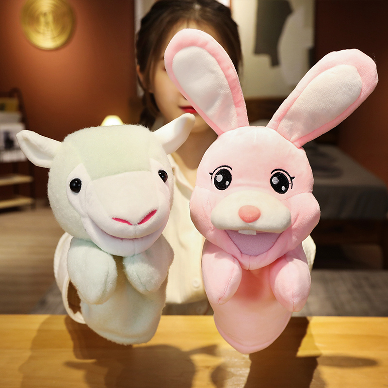 Hand Finger Puppet Kawaii Animal Plush Doll Educational Baby Toys Bunny Rabbit Alpaca Donkey Panda Soft Toy Stuffed Doll Gift