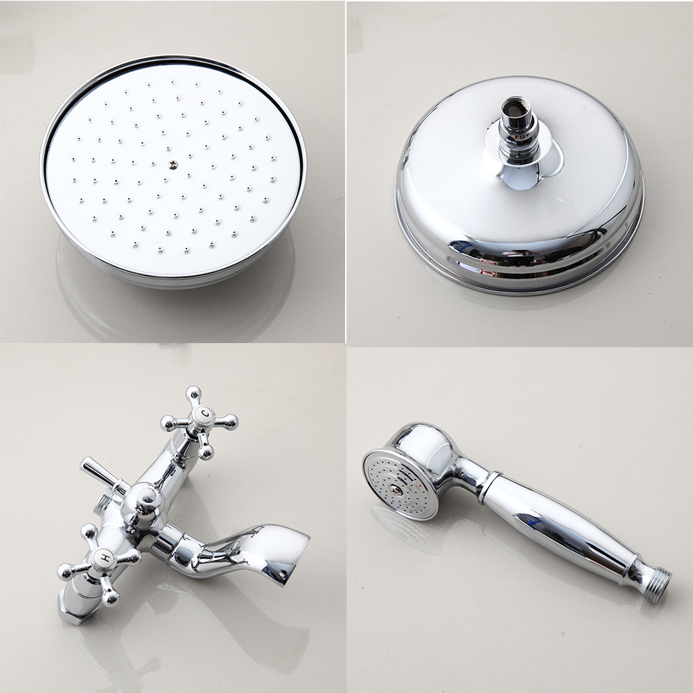 Jieni Chrome Siltled Salled Salle Tweet Shower Set Solid Lrass Rassalffall Lotus Shower Head Bath Baign Bath Robinet Set avec douche à main