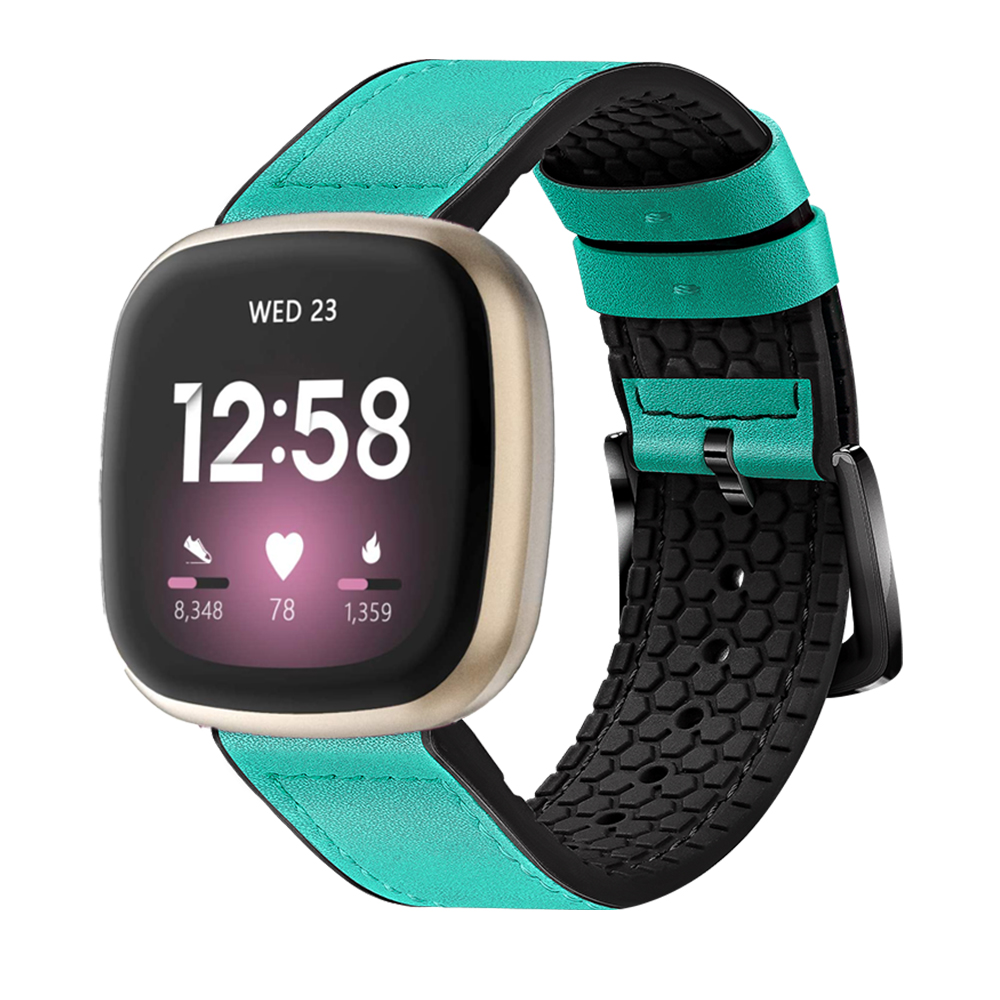 Honocumi Fitbit Versa 3 Band Sillicone Leather Cless Cint Sostituzione Polti Fitbit Versa3 / Fitbit Smartwatch