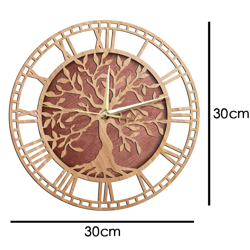 Tree of Life Modern Wooden Wall Clock 3D Vigorous Family Tree Art Non-ticking Home Decor Wall Watch Living Room Hanging Artwork