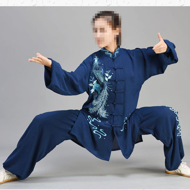 Zomer/lente op maat gemaakte geborduurde lotus vechtsporten uniformen taiji pak tai chi performance kleding kung fu pakken sluier