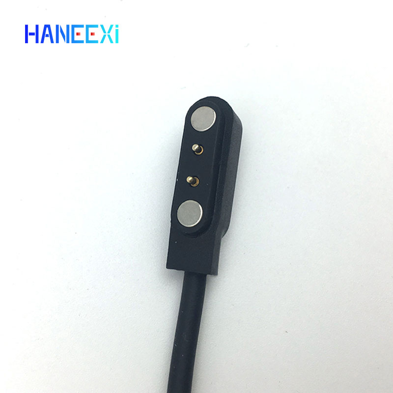 Magnetisk laddning av hög kvalitet för ZL02 ZL01 Smart Watch Armband 2 Pin Black Power Charger Data Cables