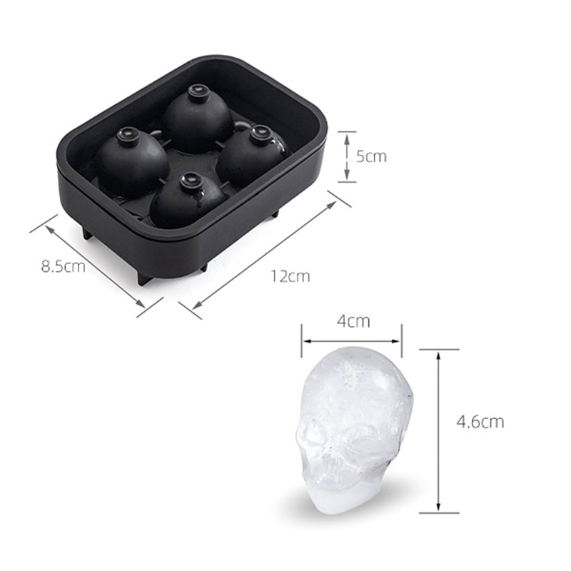 3D Skull Ice Silicone Mold Maker Ice Cube Tray Pudding Mold Cake Candy Mold Bar Party Cool Wine Glass Kök Diy Accessory