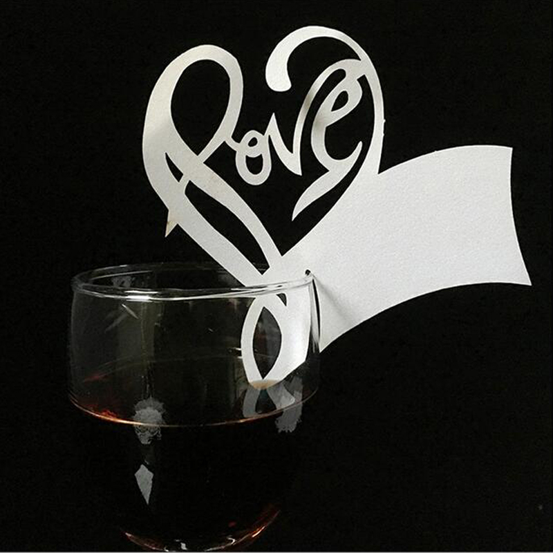 White Butterfly Heart Laser Cut Table Mark Wine Glass Name Place Cards Wedding Birthday Baby Shower Christmas Supplies