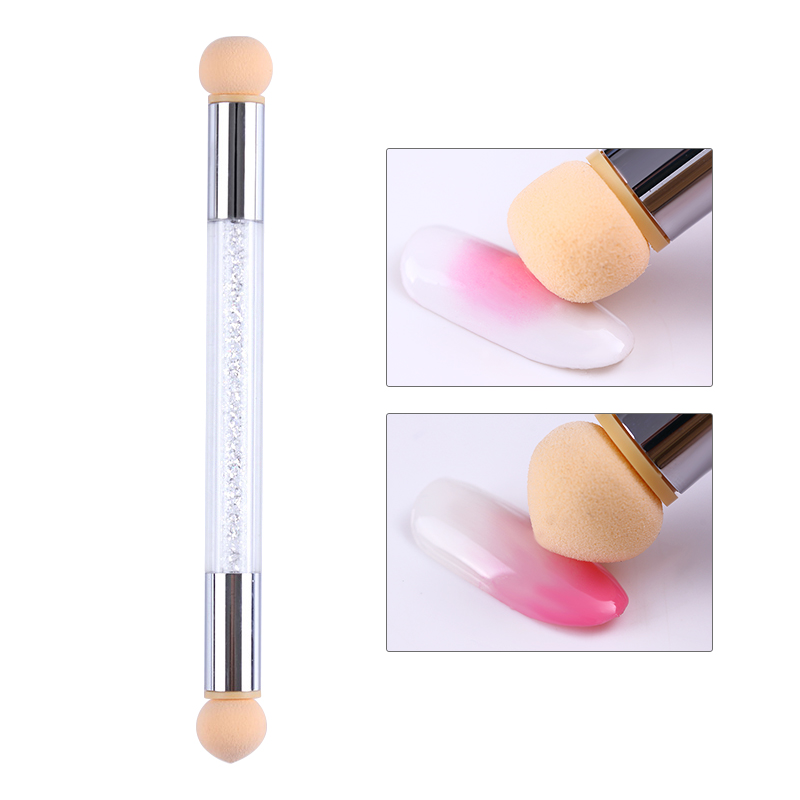 Double-ended Gradient Shading Pen Dotting Brush Sponge Head Rhinestone Handle Nail Art Brush Nail Art Painting Tool