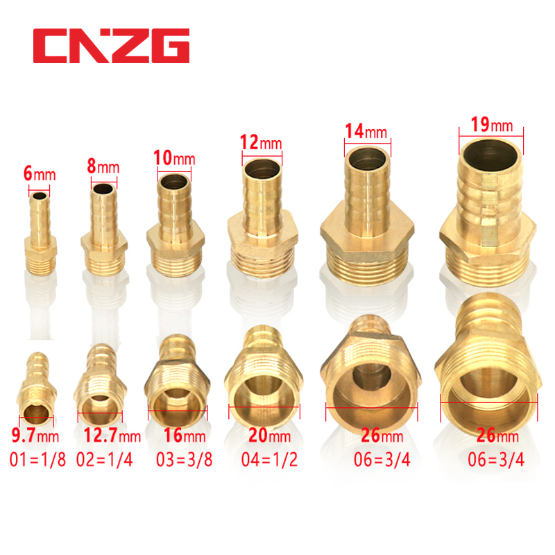 Pagoda Connector 6 8 10 12 14mm Hose Barb Connector Tail Thread 1/8 1/4 3/8 1/2 BSP Thread Brass Water Pipe Fittings