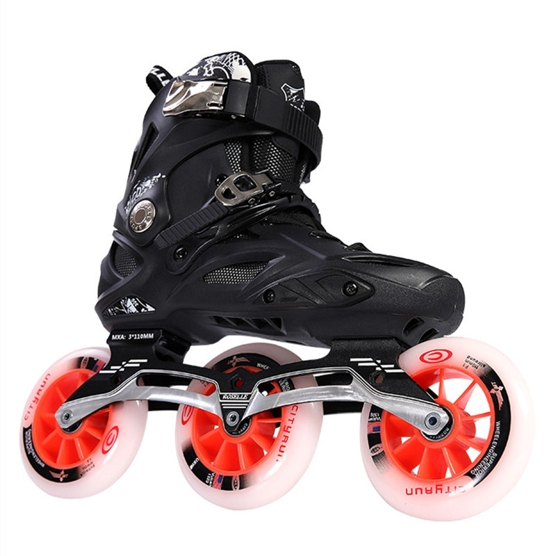 Roselle 3*110 mm schwarz silberne sial-farbige Inline-Speed-Skates Basis-Aluminiumlegierung CNC 6061 Geschwindigkeitsrahmen 3 Räder 110-mm-Chassis