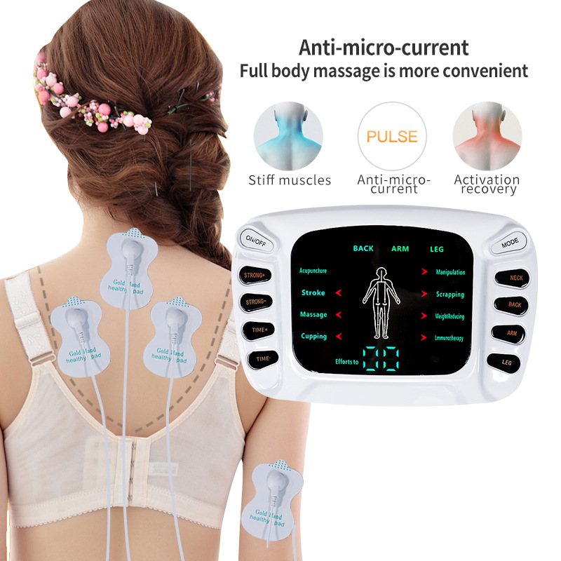 전기 물리 치료 마사지 근육 자극기 치료 전신 마사지 이완 16PADS 맥박 EMS 침술 자오선 마사지