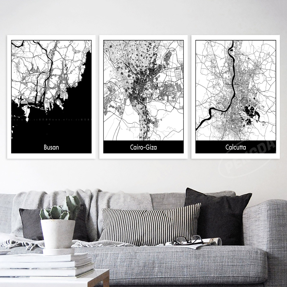 Canvas HD Prints World Cities Map Painting стены на стенах.