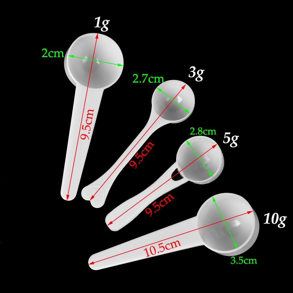 Plastic Measuring Spoons Coffee Protein Milk Powder Scoop PP White durable Kitchen Measuring Scoop 1/3/5/10g