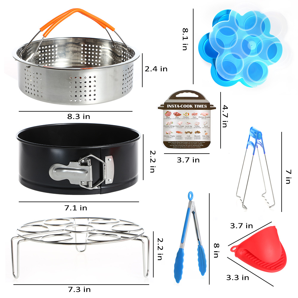 Accessories Kit for Instant Pot Steamer Basket Egg Rack Spring Form Pan Oven Mitts Cheat Sheet Steam Diverter