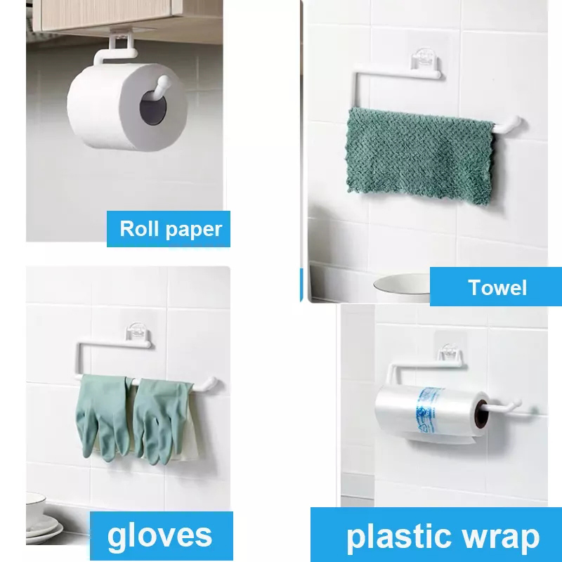 Kitchen Shelf Shelves Toilet Paper Roll Holder Towel Hanging Hanger Cabinet Rag Wall Storage Rack Kitchen Bathroom Organizer