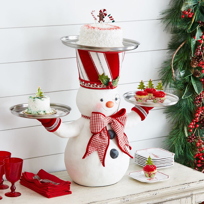 Choinka Snowman Desser Table Owoc Tabet Stand Stand Stojak na imprezę cukierki jedzenie Taca Snowman Xmas Snack Rack Decor Home